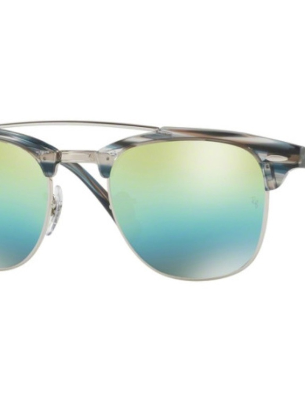Ray-Ban Clubmaster Double Bridge Sunglasses with Blue-Green mirror